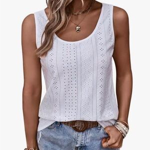 Classic White Eyelet Tank Top for Women